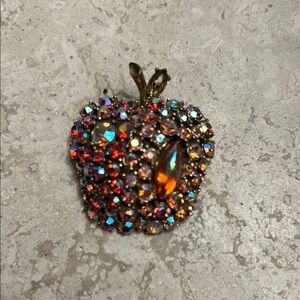 Vintage signed ART Arthur Pepper Rhinestone Apple